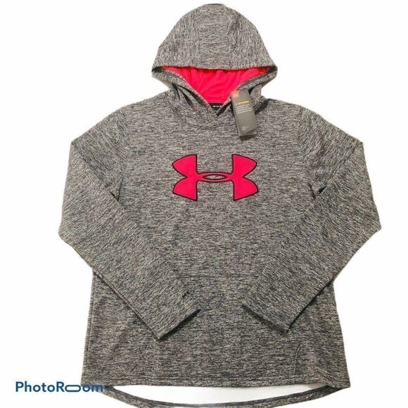 Under Armour Coldgear Loose Storm Hoodie Marled Heather Black NEW - Picture 1 of 8
